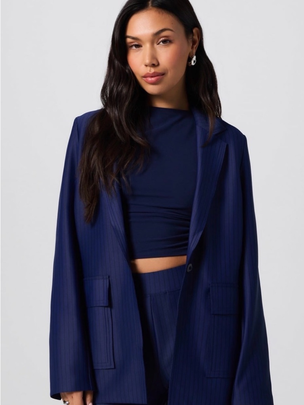 Fabletics navy blue pinstripe blazer Size XL